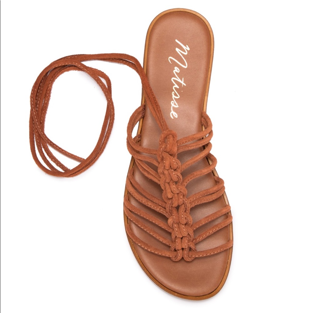 🆕 Matisse Origin Sandal Tan Leather Ankle Wrap 8